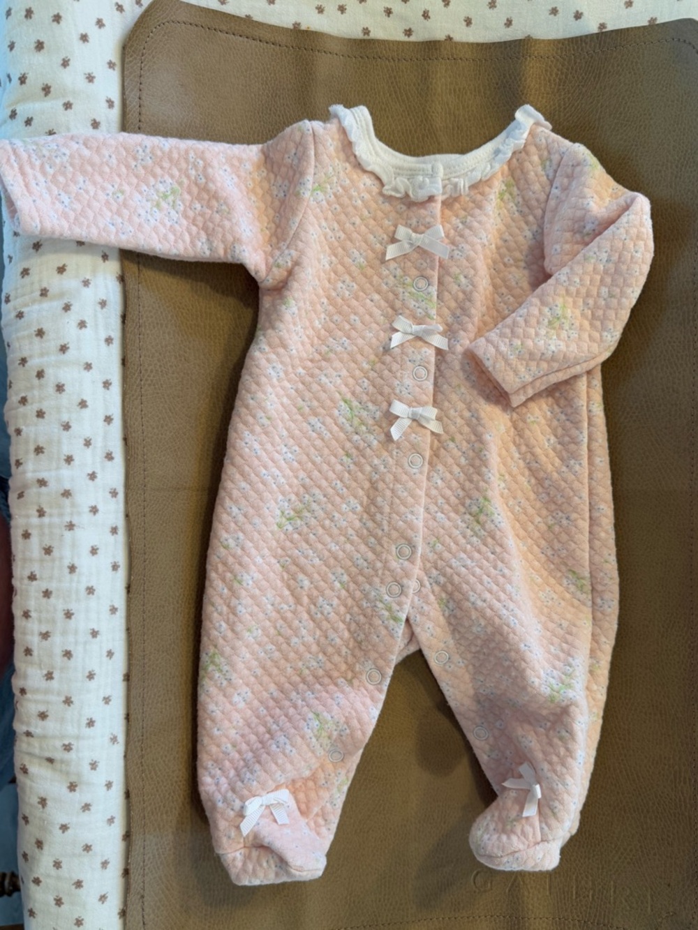 Laura Ashley Pink Quilted Footed One-Piece